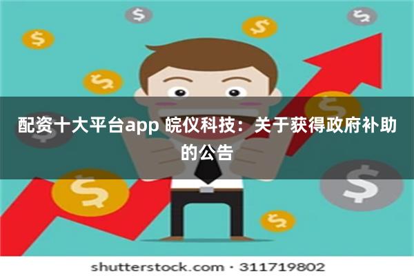 配资十大平台app 皖仪科技：关于获得政府补助的公告