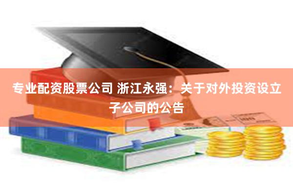 专业配资股票公司 浙江永强：关于对外投资设立子公司的公告